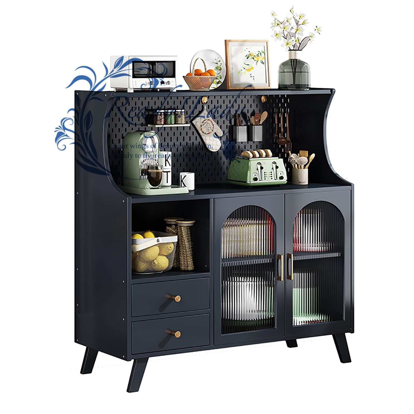 食器棚 キャビネット チェスト 大型 竹製 ガラス扉 収納棚 キッチン リビングルーム 調味料入れ 鍋 お箸 電気製品 お酒 キッチンカウンター 大容量 北欧風 安定 防塵 防湿 防虫 コンパクト ナチュラル