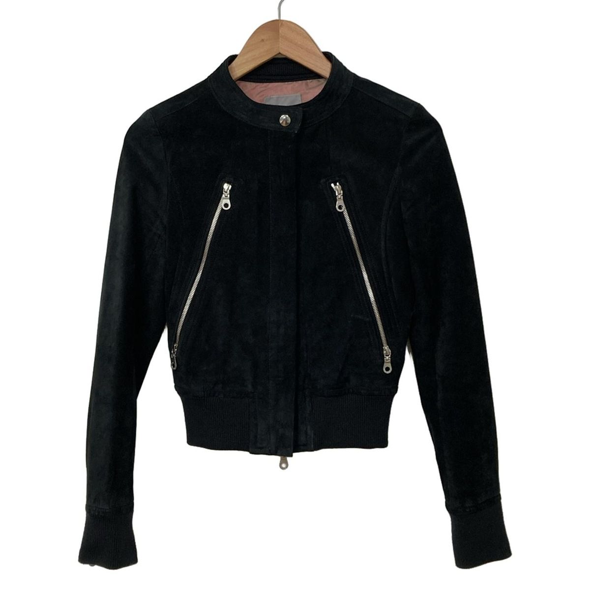 DOUBLE STANDARD CLOTHING ダブル クロージング ブルゾン レディース 黒 長袖 春 秋物 ジップアップ スエード