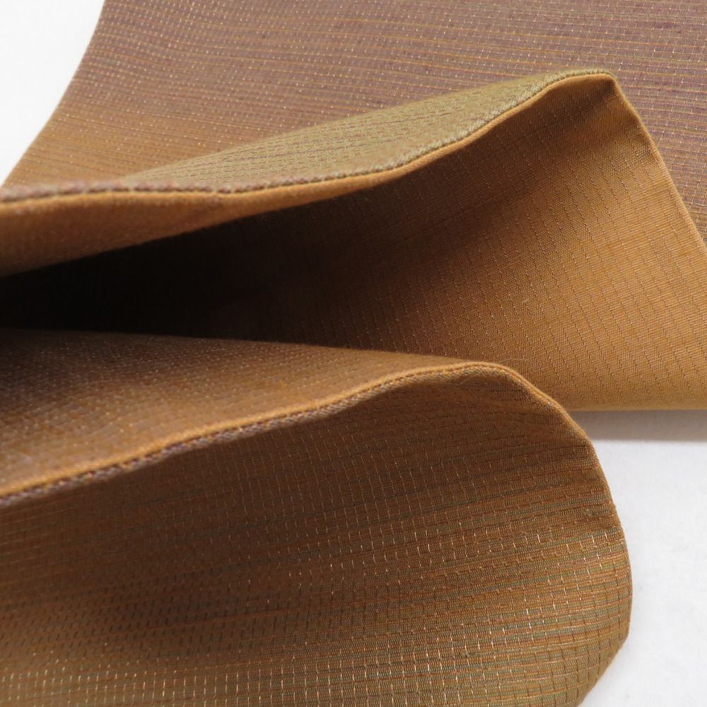 袋帯 洒落袋帯 金色x茶色x紫色 ぼかし 金糸 正絹 仕立て上がり 着物