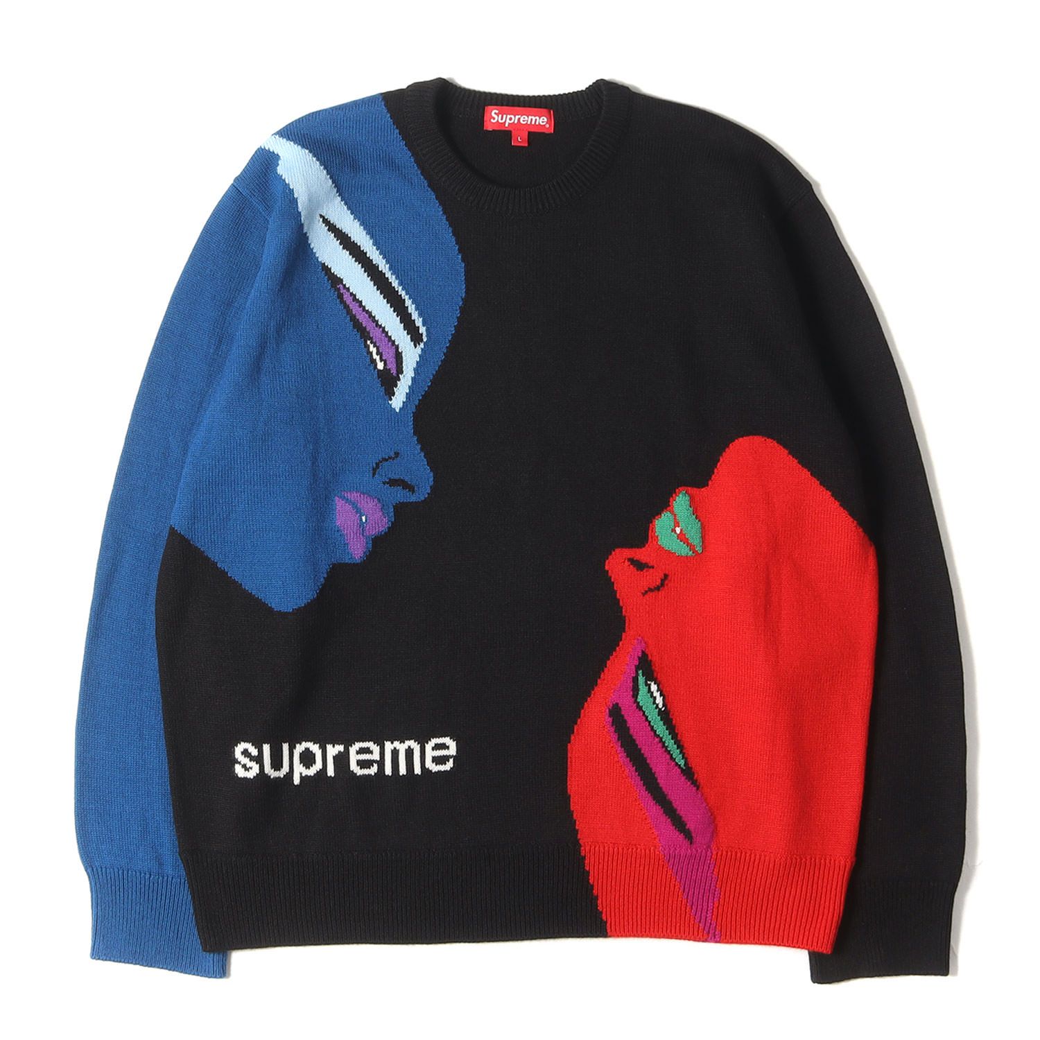 Supreme シュプリーム ニット サイズ:L 21AW フェイスデザイン クルーネック ニットセーター Faces Sweater ブラック 黒  トップス 【メンズ】 - メルカリ