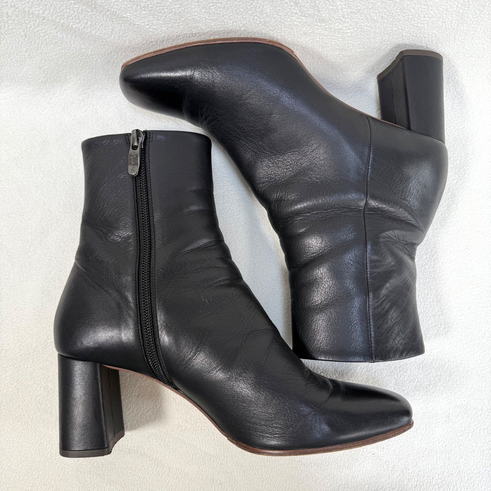 極美品✨ダイアナ スクエアトゥ サイドジップ ショートブーツ ブラック