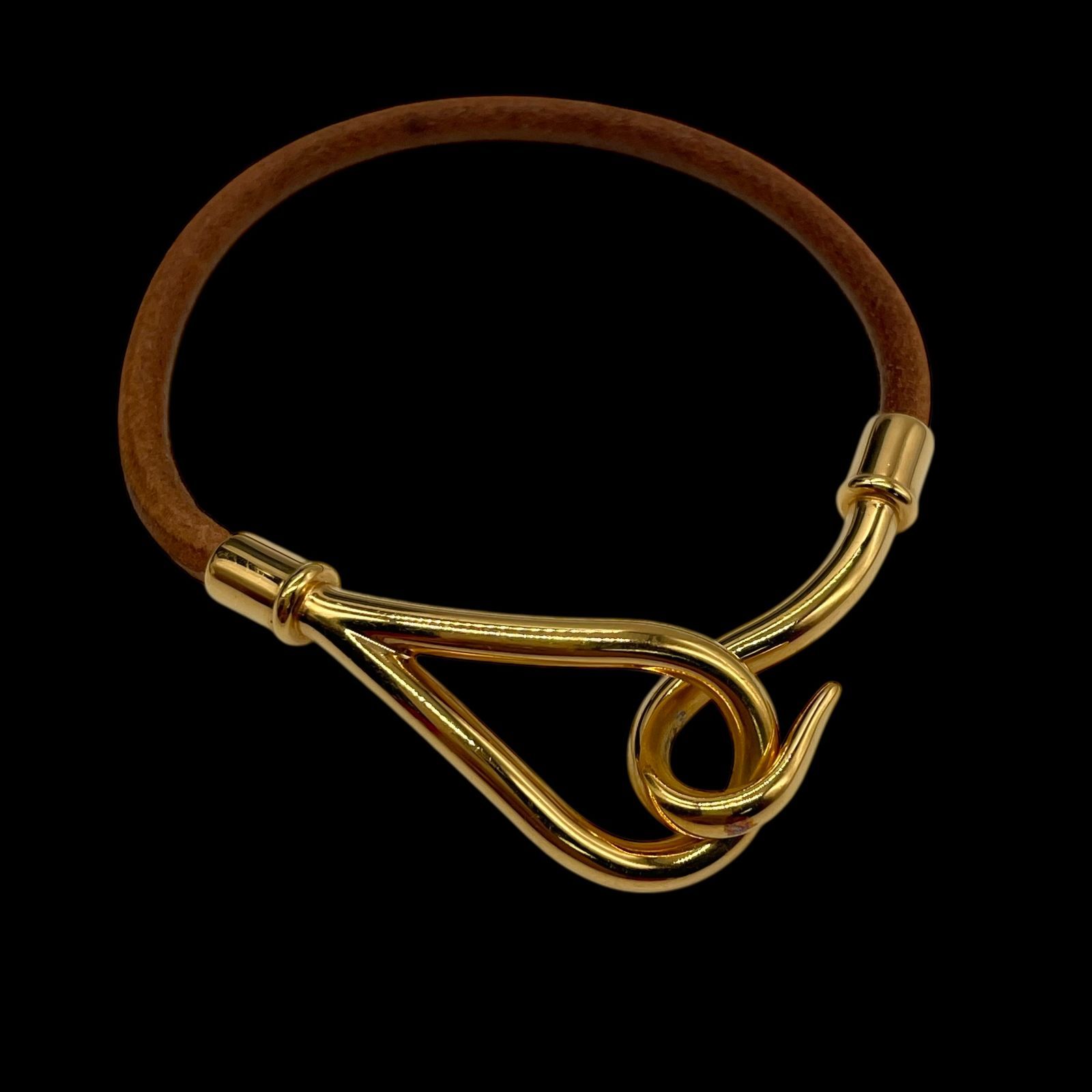 高級 HERMES エルメス ジャンボ レザーブレスレット フック レザー