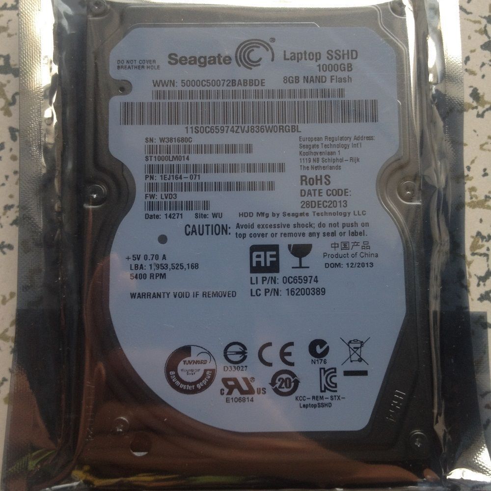 Seagate Hybrid Drive 1 TB SSHD MLC/8GB 64MB Cache SATA 6.0Gb/s 2.5