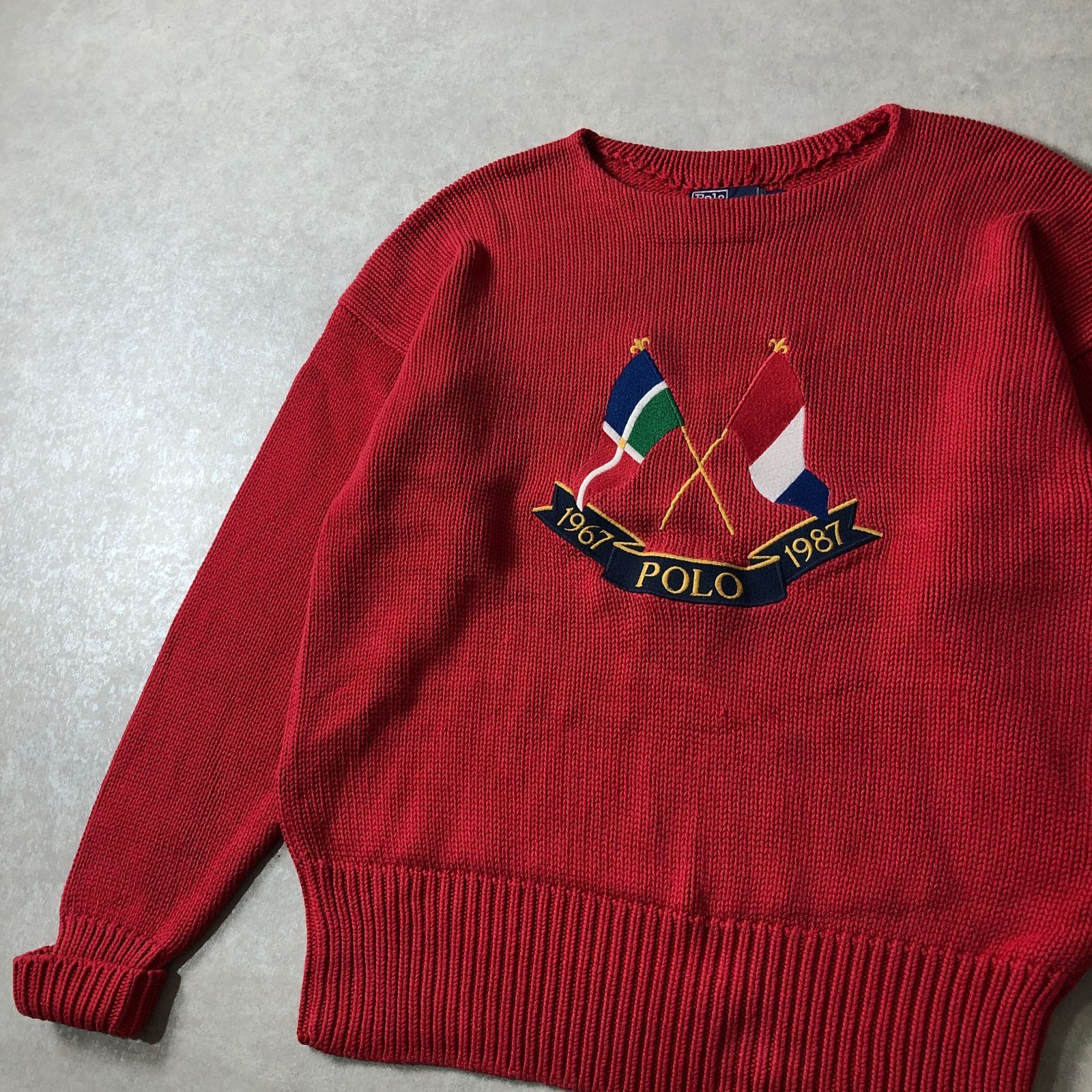 90年代 RALPH LAUREN ヴィンテージ CROSS FLAG クロスフラッグ コットン ニット セーター ラルフローレン - メルカリ