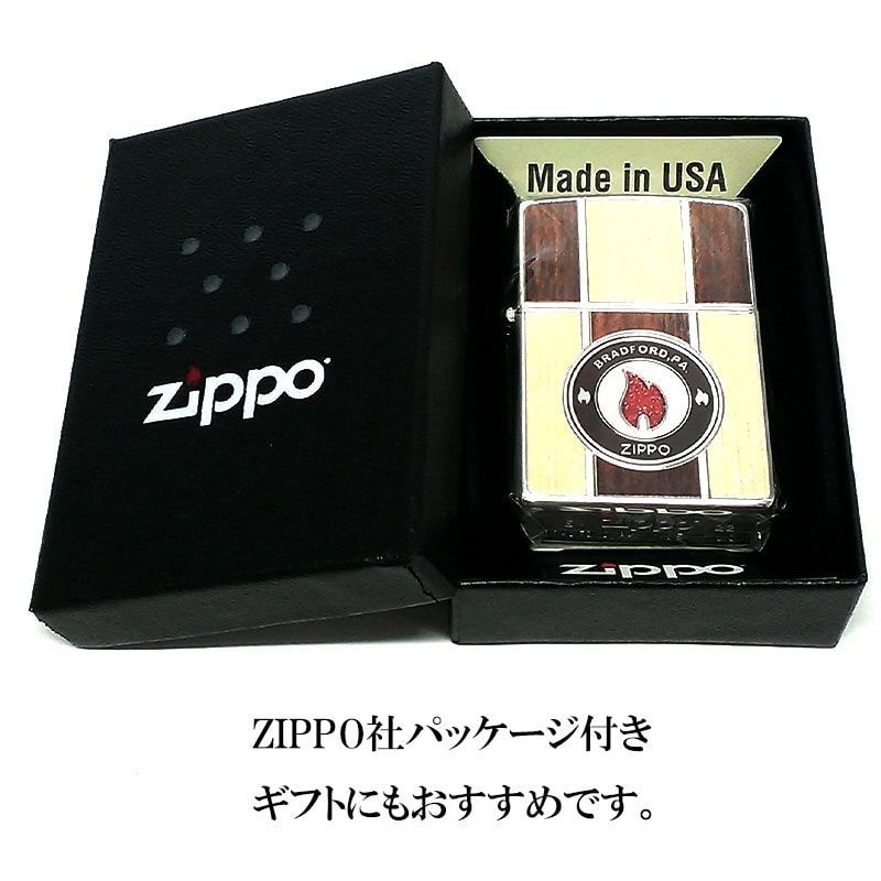 ZIPPO ライター フレーム ロゴ ジッポ かっこいい 炎 木目調