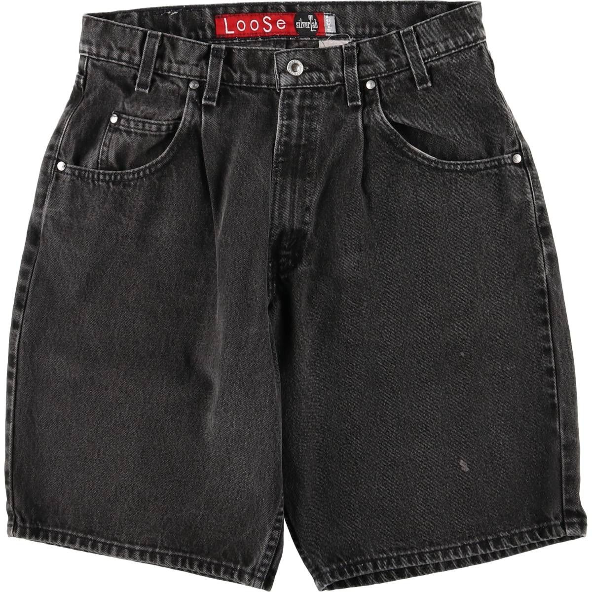 古着 90年代 リーバイス Levi s SILVER TAB シルバータブ LOOSE ルーズ ワンタック ブラックデニムショーツ ハーフパンツ |eaa585760