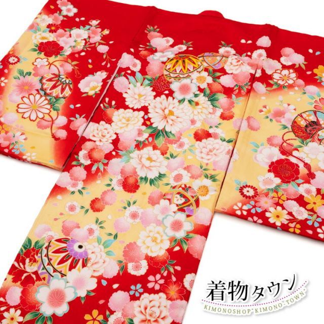 お宮参り 着物 女の子 赤 初着 産着 正絹 毬 鼓 女児 祝着 掛け着 購入 販売 一つ身 10000089 hitotsumi-00064