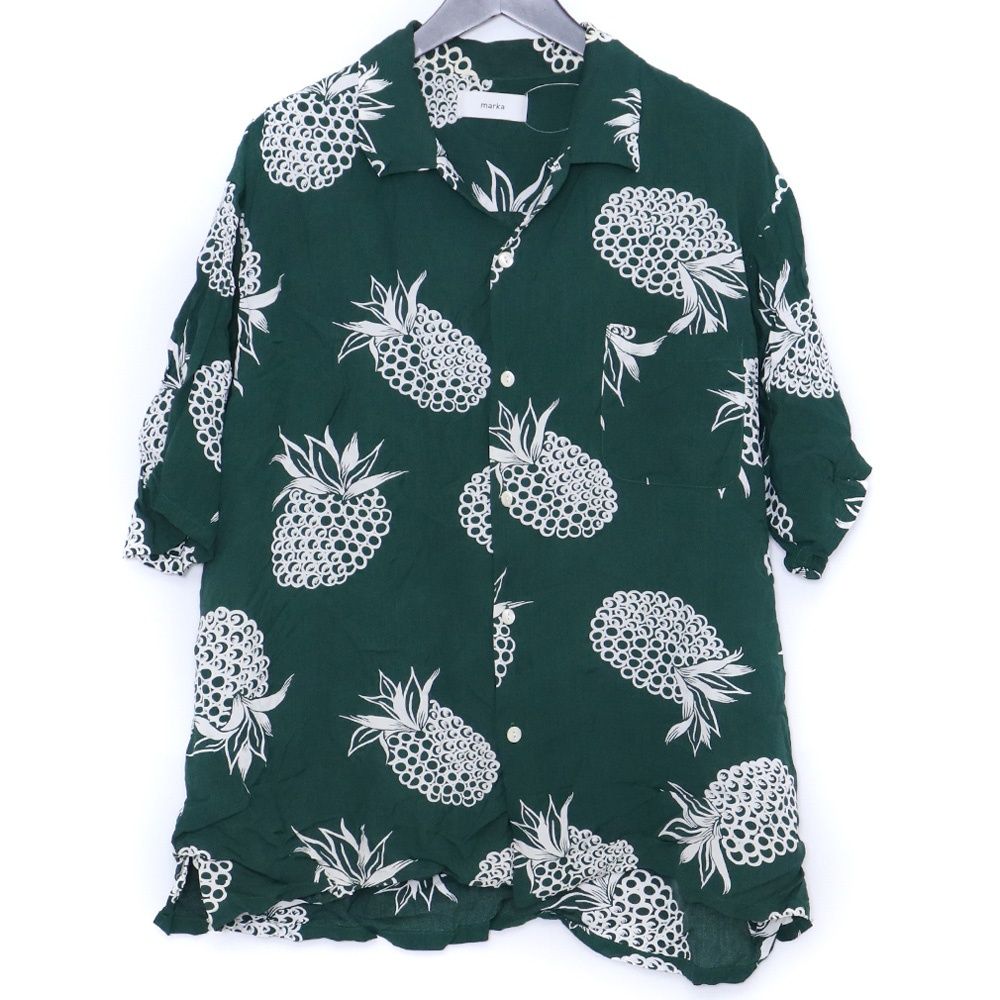 MARKA OPEN COLLAR SHIRTS S|S ALOHA サイズ3 グリーン M18A-09SH02B