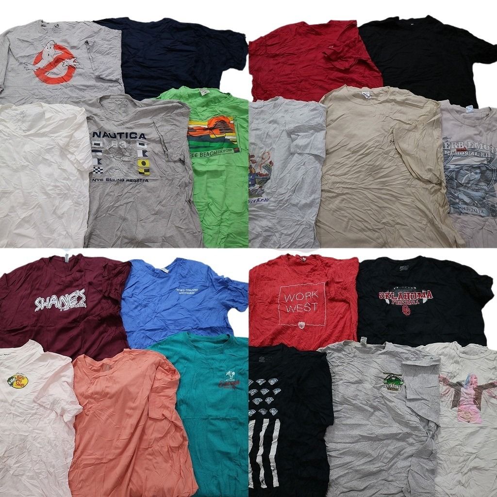 古着卸 まとめ売り カラーMix プリント 半袖Tシャツ 20枚セット (メンズ 3XL ) ノーティカ  バスプロ 企業 人物 中古 古着 MY3976