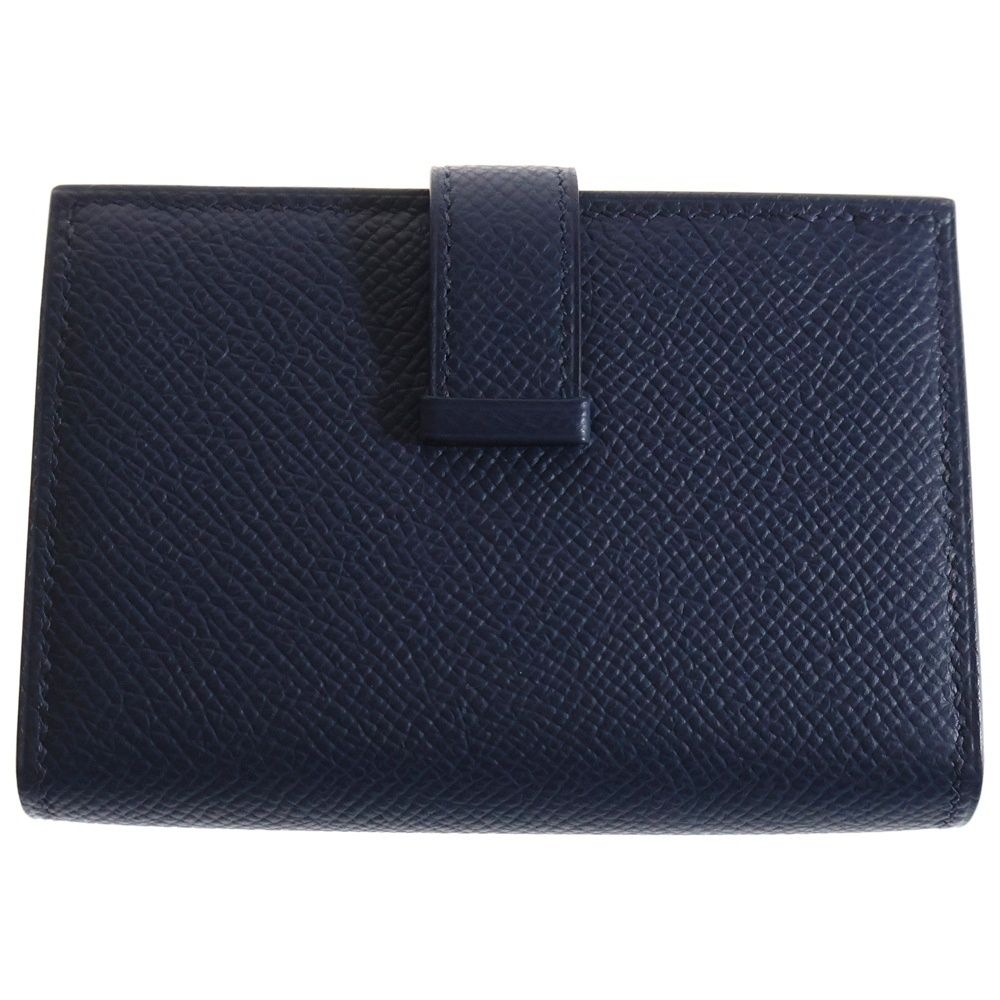 HERMES エルメス ベアン ミニ ブルーインディゴ エプソン カードケース ウォレット コインケース 財布 ゴールド金具 レザー W刻印