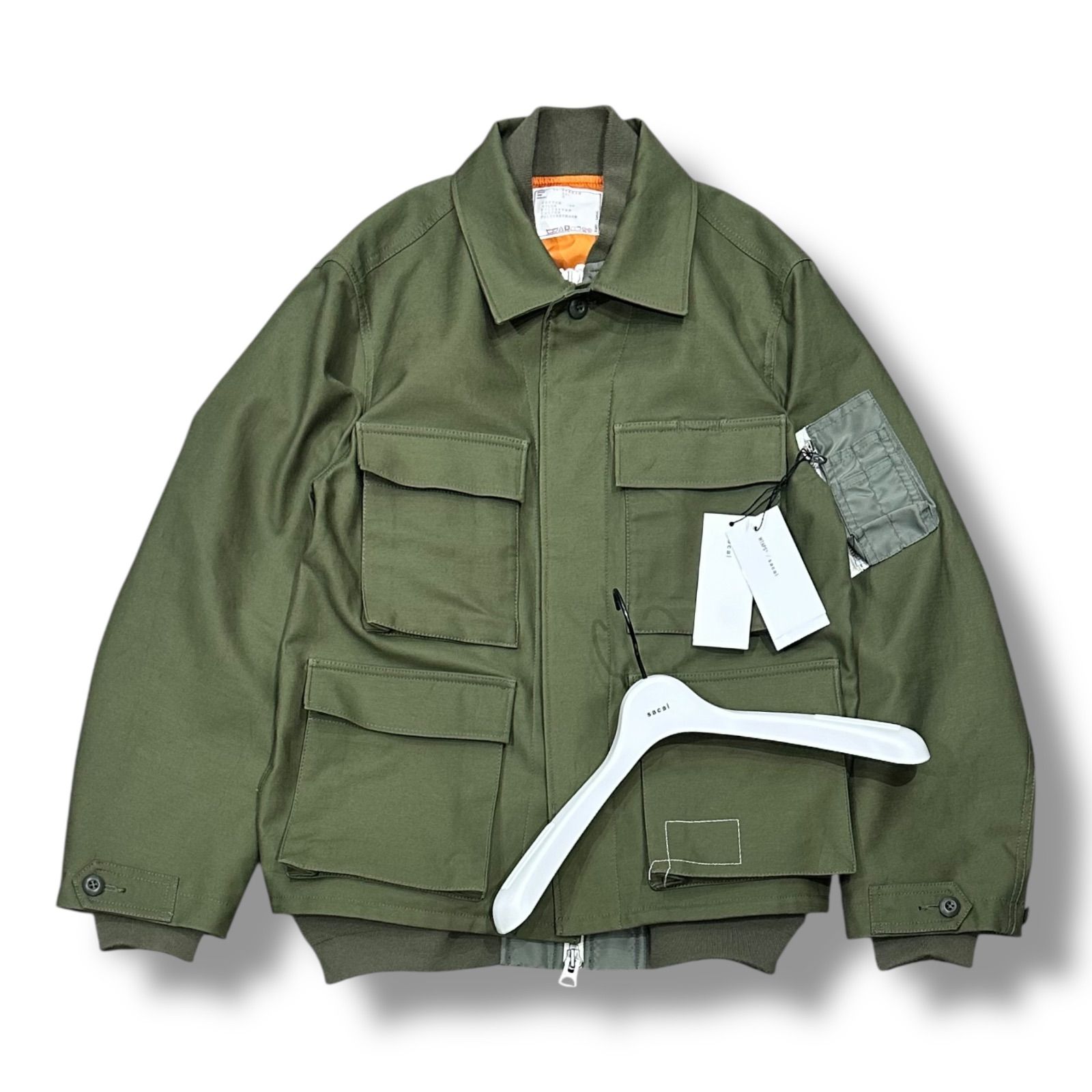 未使用品 WTAPS sacai Cotton Back Satin Jacket Jacket Cotton