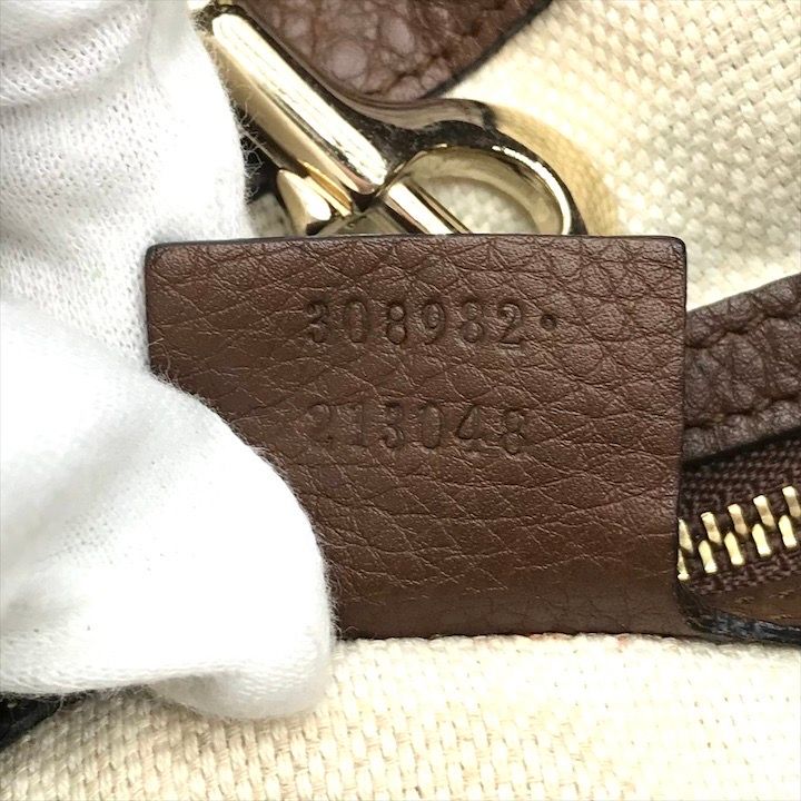 良品 GUCCI グッチ ソーホー デニム レザー フリンジ チェーン  