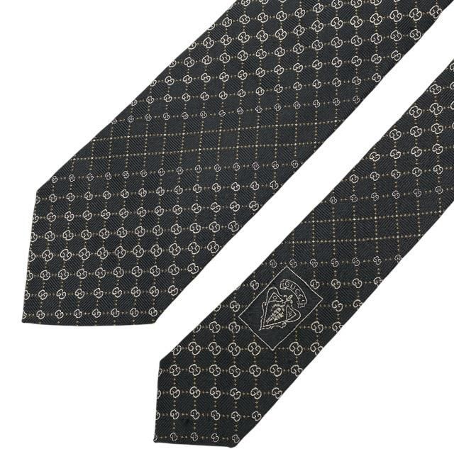 GUCCI グッチ ネクタイ マイクロGG GG柄 総柄 ロゴ シルク ブラック