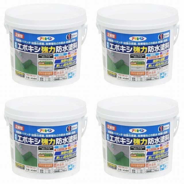 アサヒペン 水性エポキシ強力防水塗料 １ＫＧセット ライトグレー 4個セット