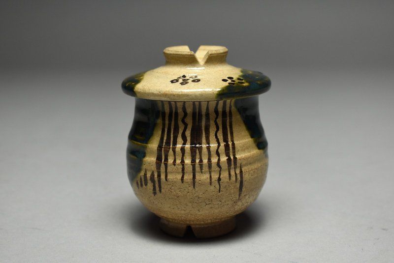 蔵A5039 織部焼 名工 加藤作助 一口碗 六客 共箱