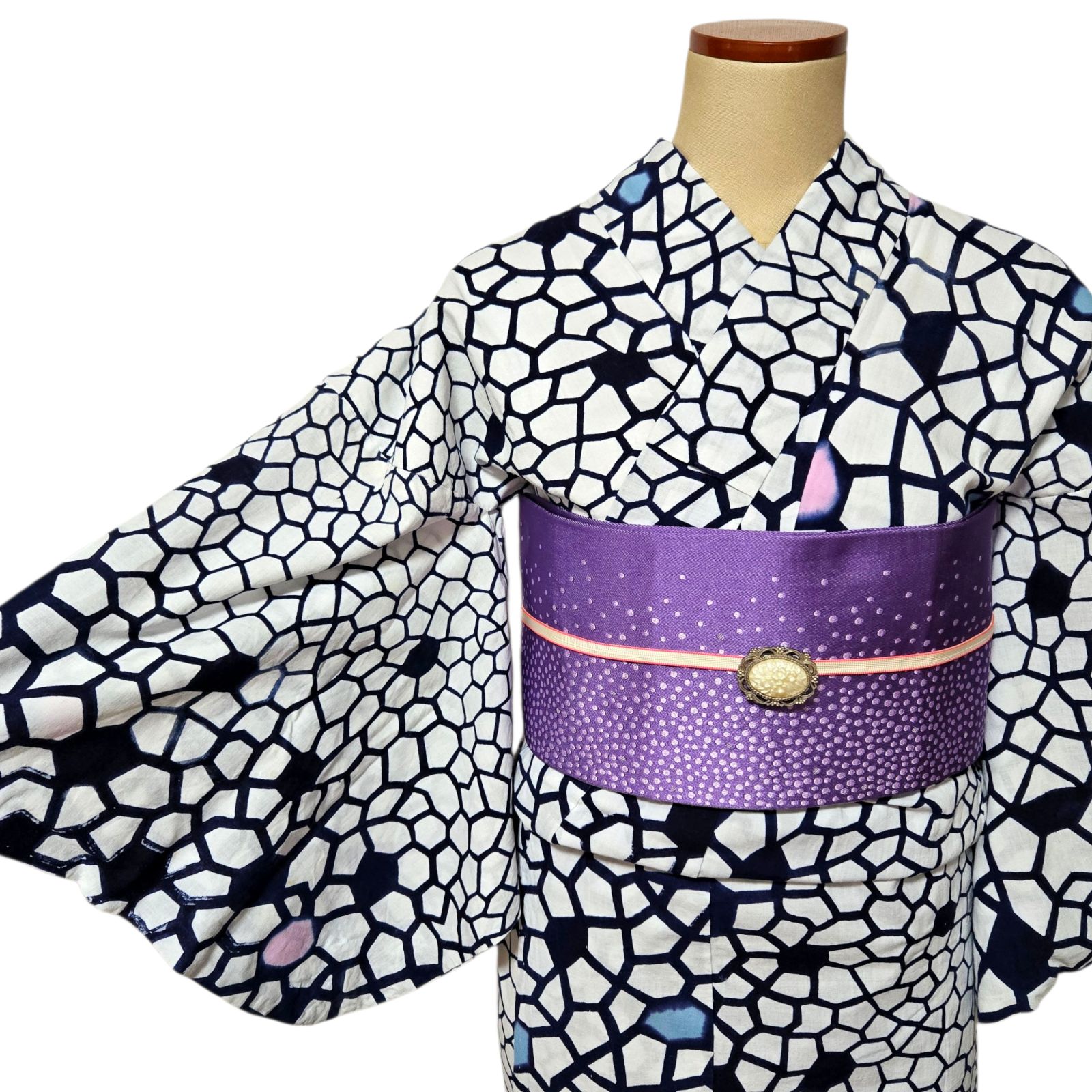 ステンドグラス モザイク 浴衣 半幅帯 紫 Dita Stained glass ステンド ステンドグラス モザイク 浴衣 半幅帯 紫 Dita Stained glass ステンド