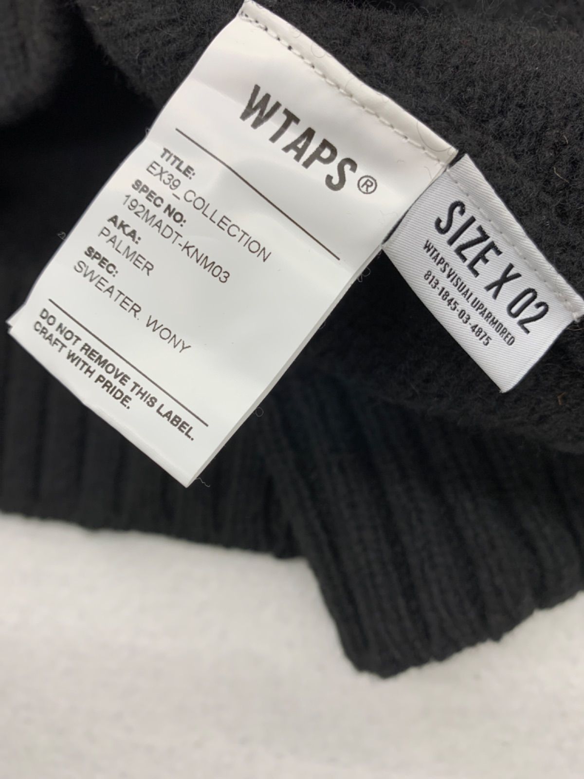 希少 19AW WTAPS PALMER SWEATER WONY ブラック - メルカリ