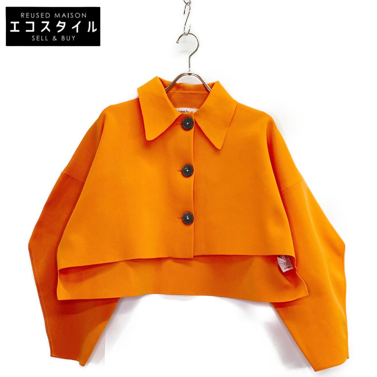 ENFOLD エンフォルド 23年 ｵﾚﾝｼﾞ SOUTIEN-COLLAR SHORT CARDIGAN ｽﾃﾝｶﾗｰｼｮｰﾄｶｰﾃﾞｨｶﾞﾝ 38