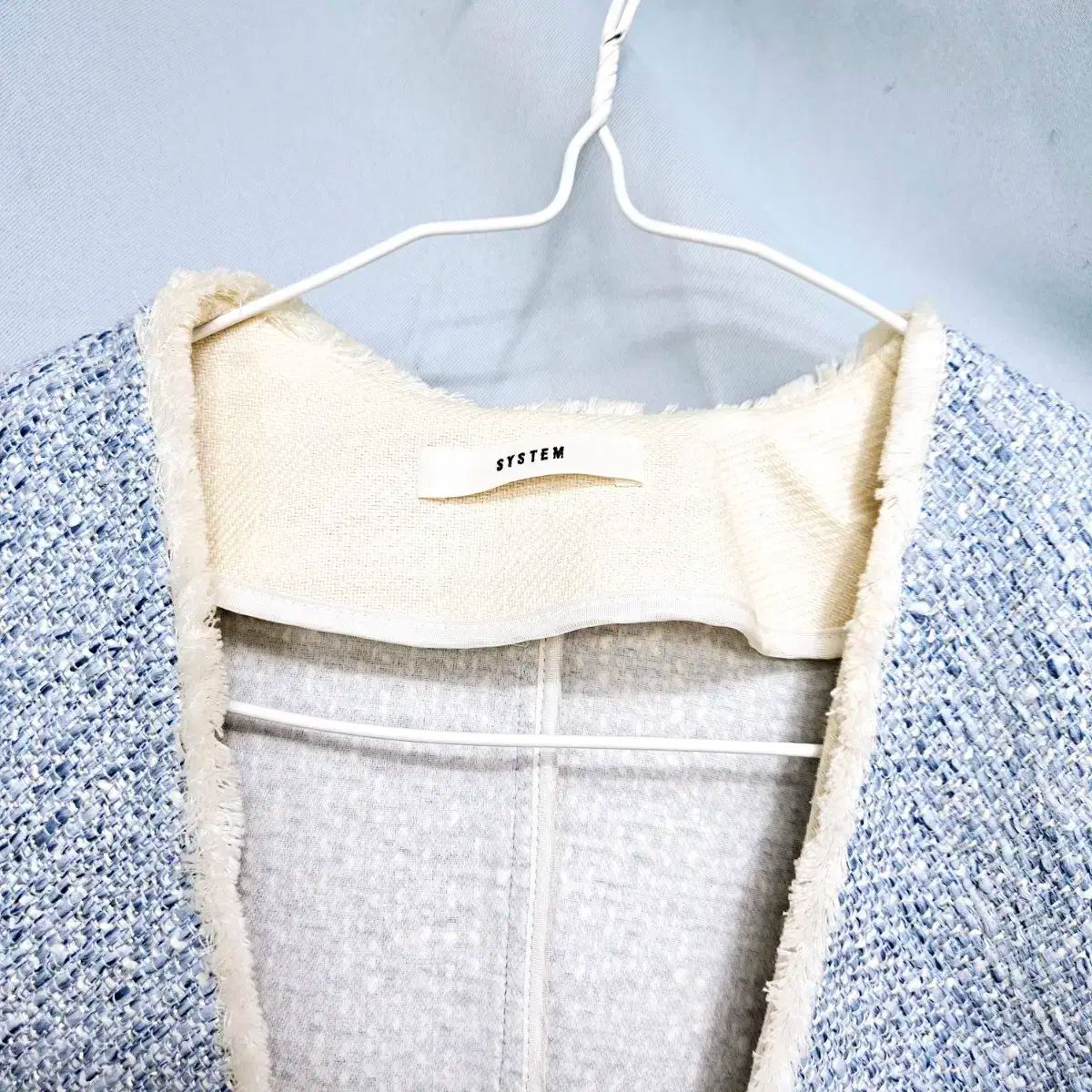 SYSTEM ツイード ノーカラー ジャケット 55