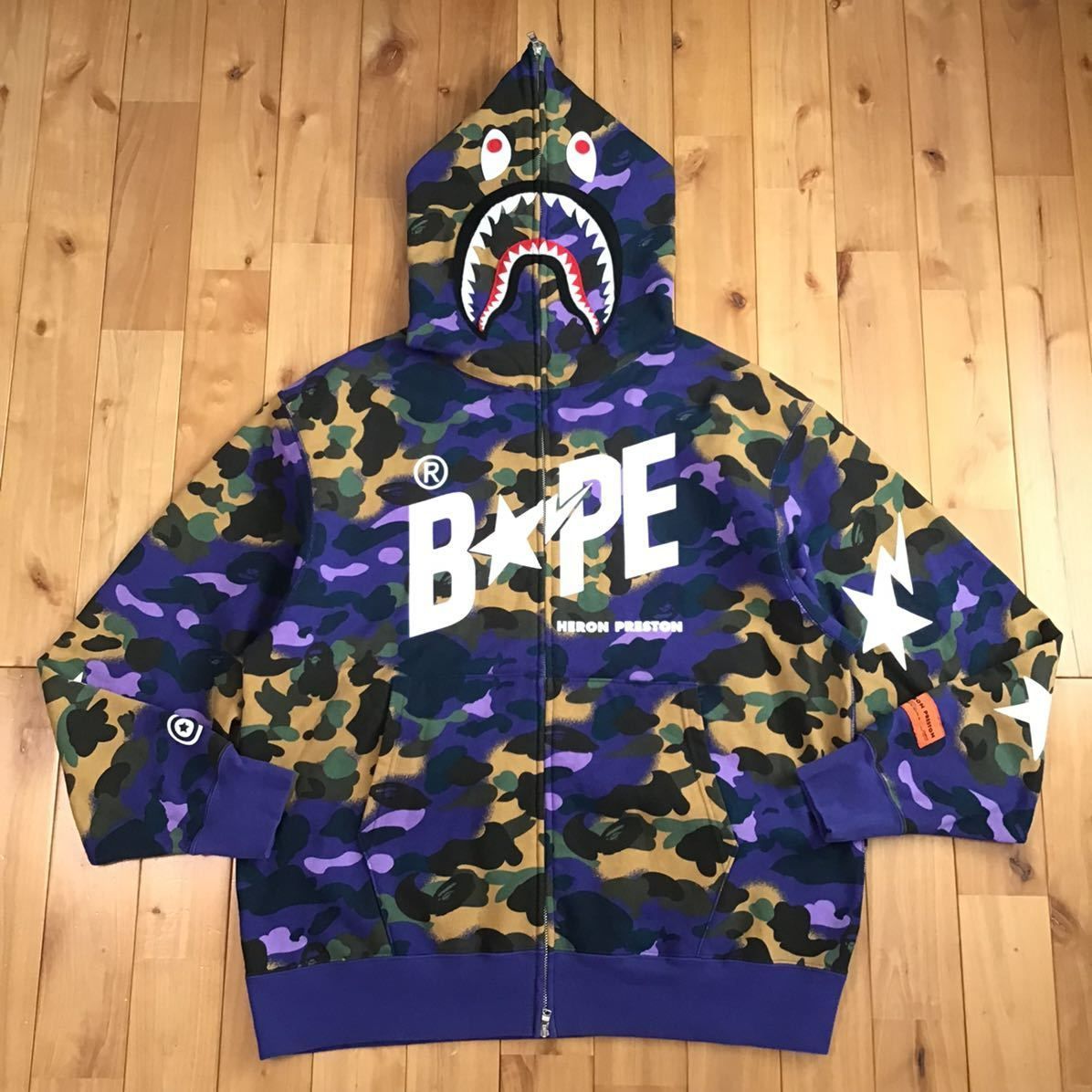 ☆2XL☆ HERON PRESTON × BAPE camo シャーク パーカー shark full zip