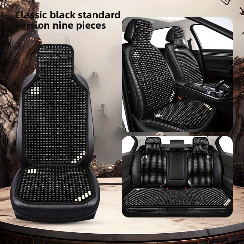 9pcs Car Seat Cushion Summer Cool Cushion Wooden Bead Ventilation Seat Cushion 3D Breathable Summer All-Season Universal Truc
