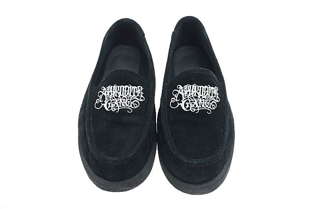 ワコマリア WACKO MARIA ×SUICOKE スイコック ×BUDSPOOL APHRODITE GANG バットスプール アフロディーテ ギャング 舐達磨 刺繍 スエード スリッポン シューズ 28 黒 ブラック ▲241125