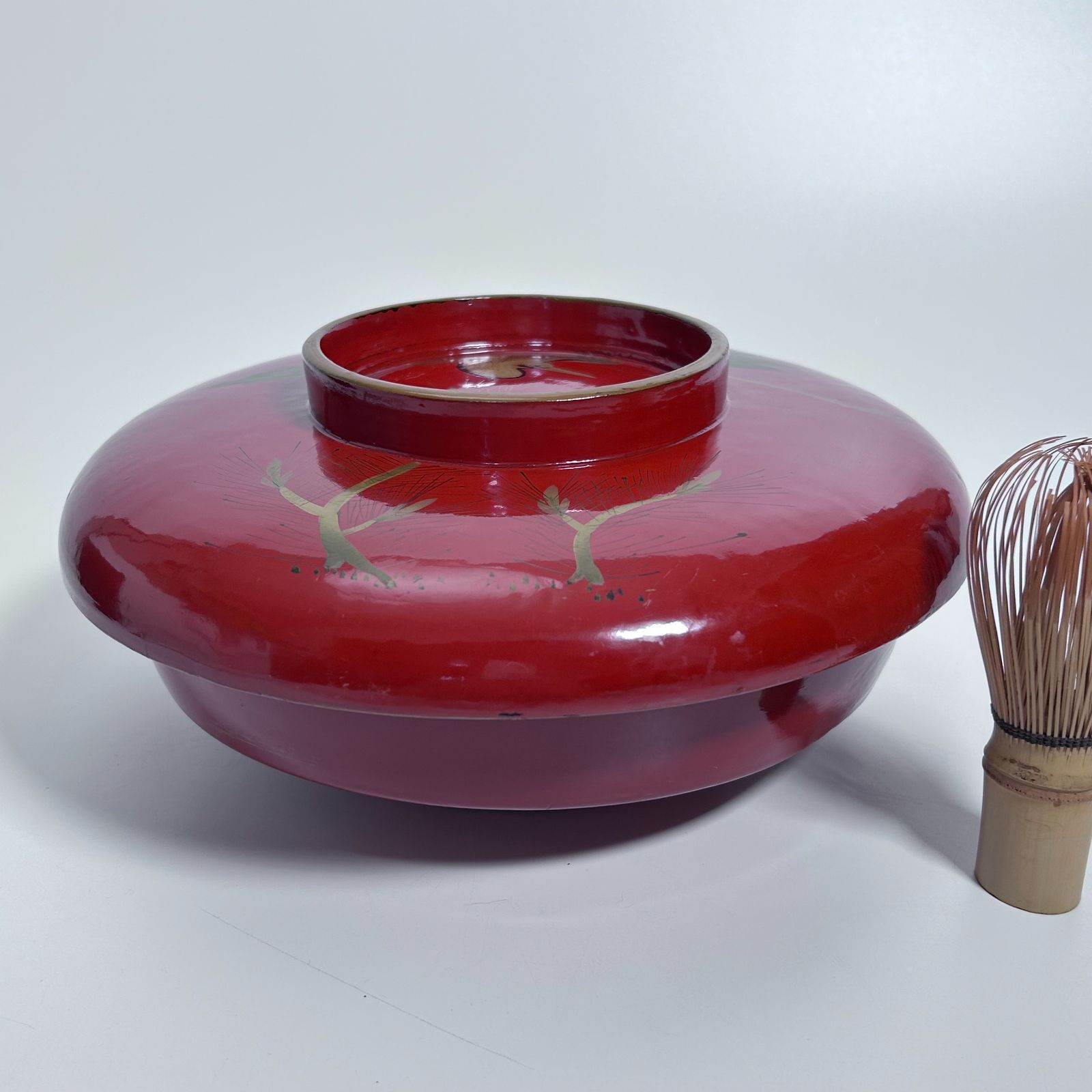 漆塗り菓子器 松鶴 蓋付漆器 金蒔絵 - メルカリ