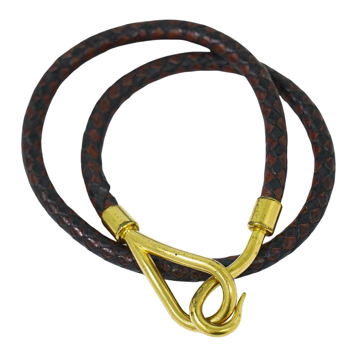 本物 エルメス HERMES ジャンボ ブレスレット バングル レザー