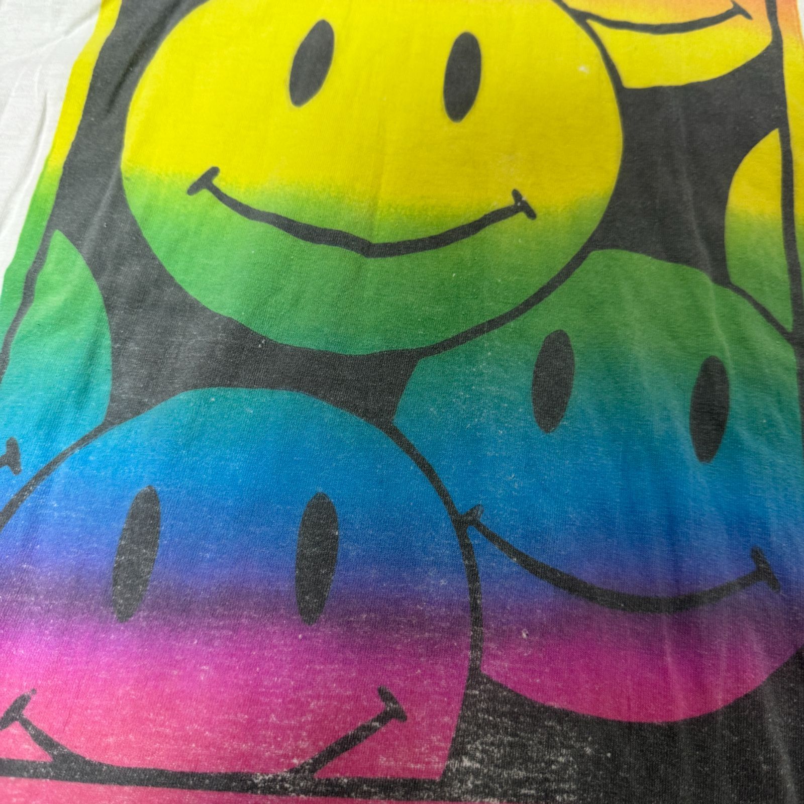 90s RAINBOW SMILE Tシャツ XLサイズ アシッドスマイル レインボー 