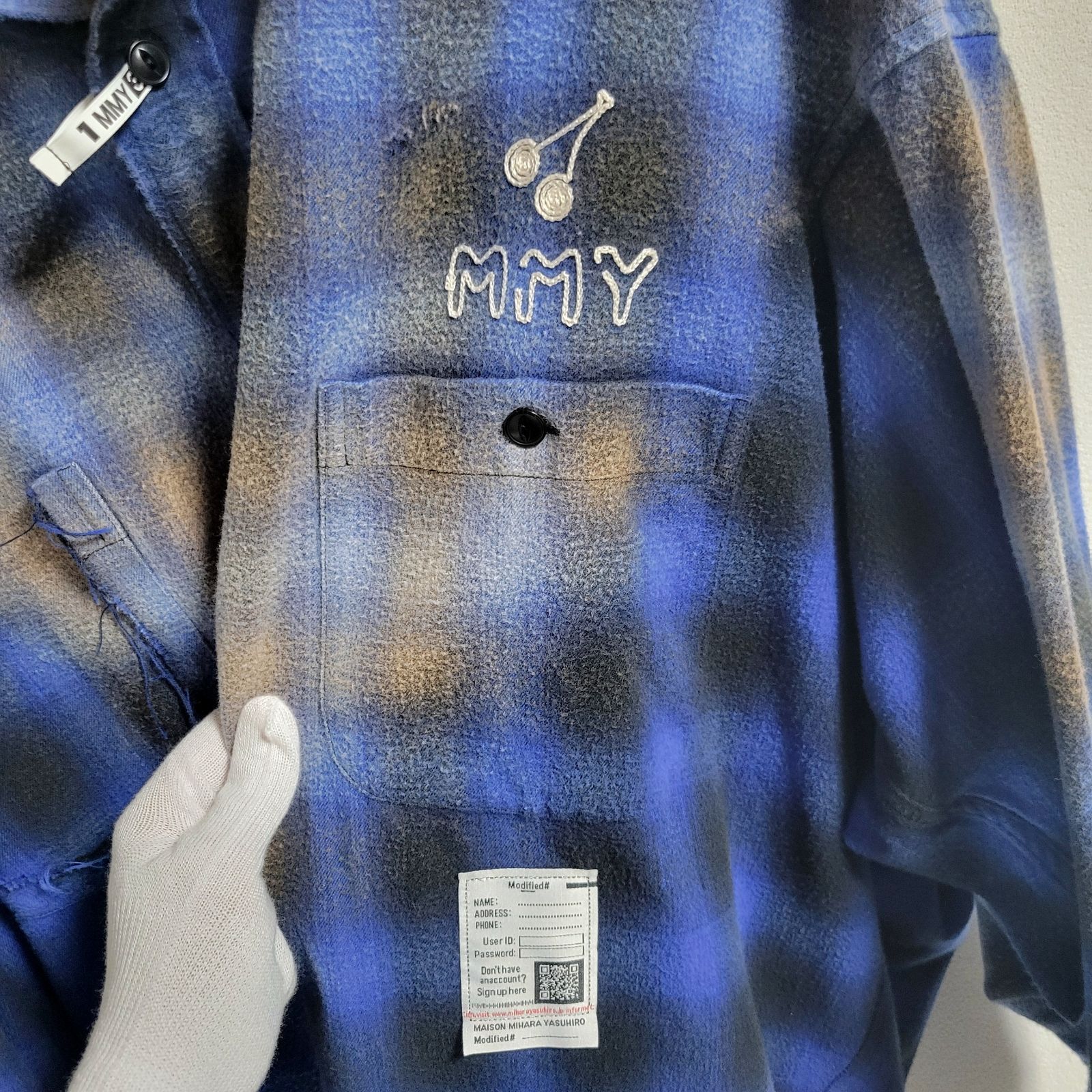 Maison MIHARA YASUHIRO ダメージ加工 チェックシャツ ロングスリーブ
