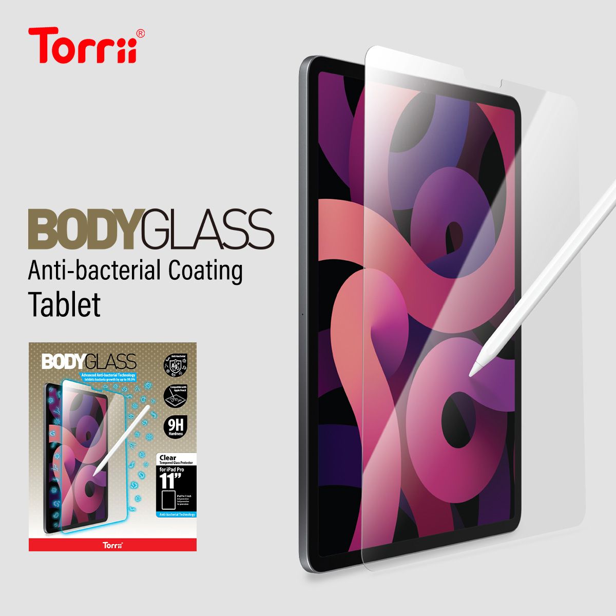 iPad Pro 11 2022 フィルム 日本製 AGC ガラス 抗菌 保護 ガラスフィルム [ iPadPro11 2021 2020 アイパッドプロ ] Torrii BODYGLASS Anti-bacterial Coating