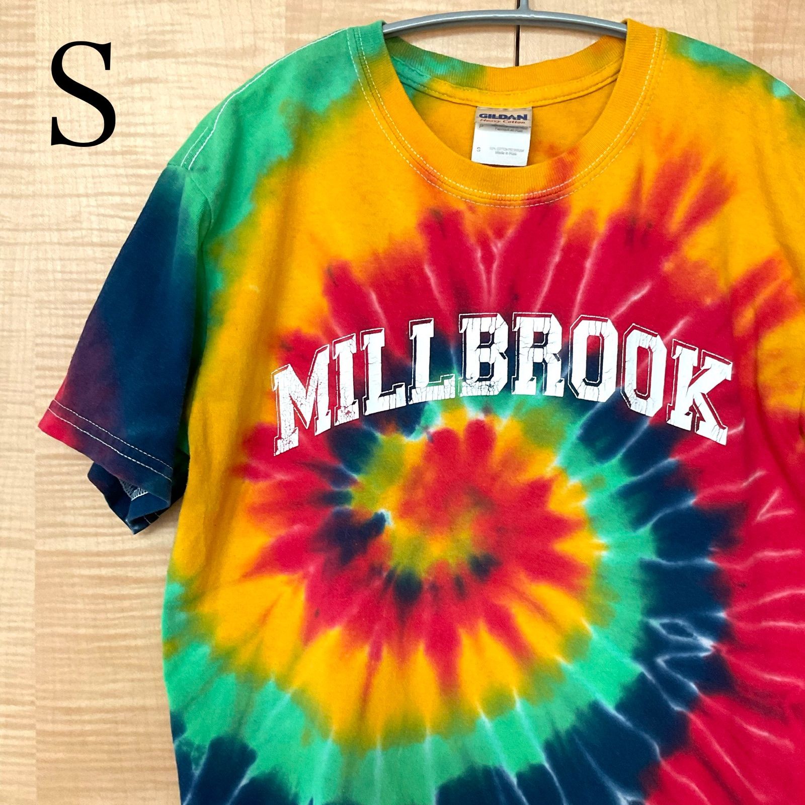 US古着 ミルブルックMILLBROOK タイダイ柄レインボー 半袖Tシャツ 虹 