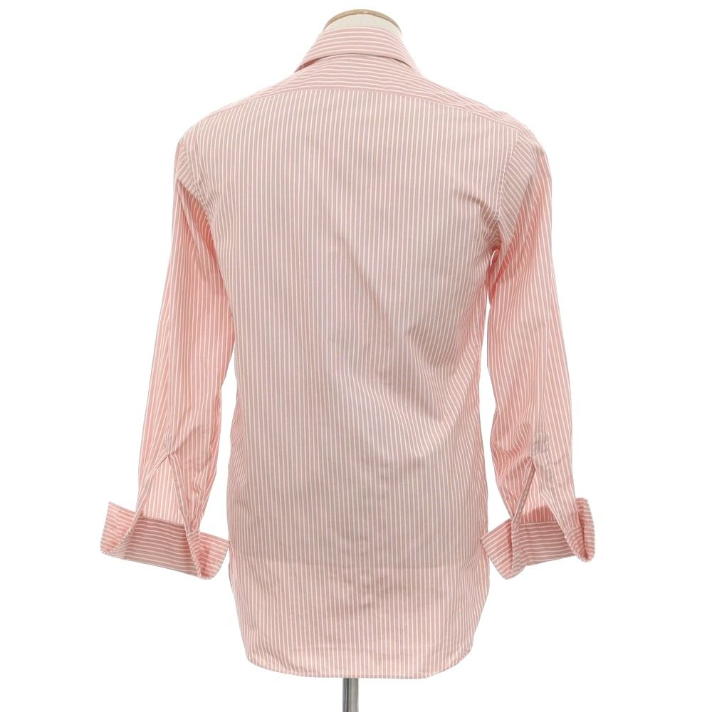 中古】シャルベ CHARVET コットン ストライプ ダブルカフス セミワイド