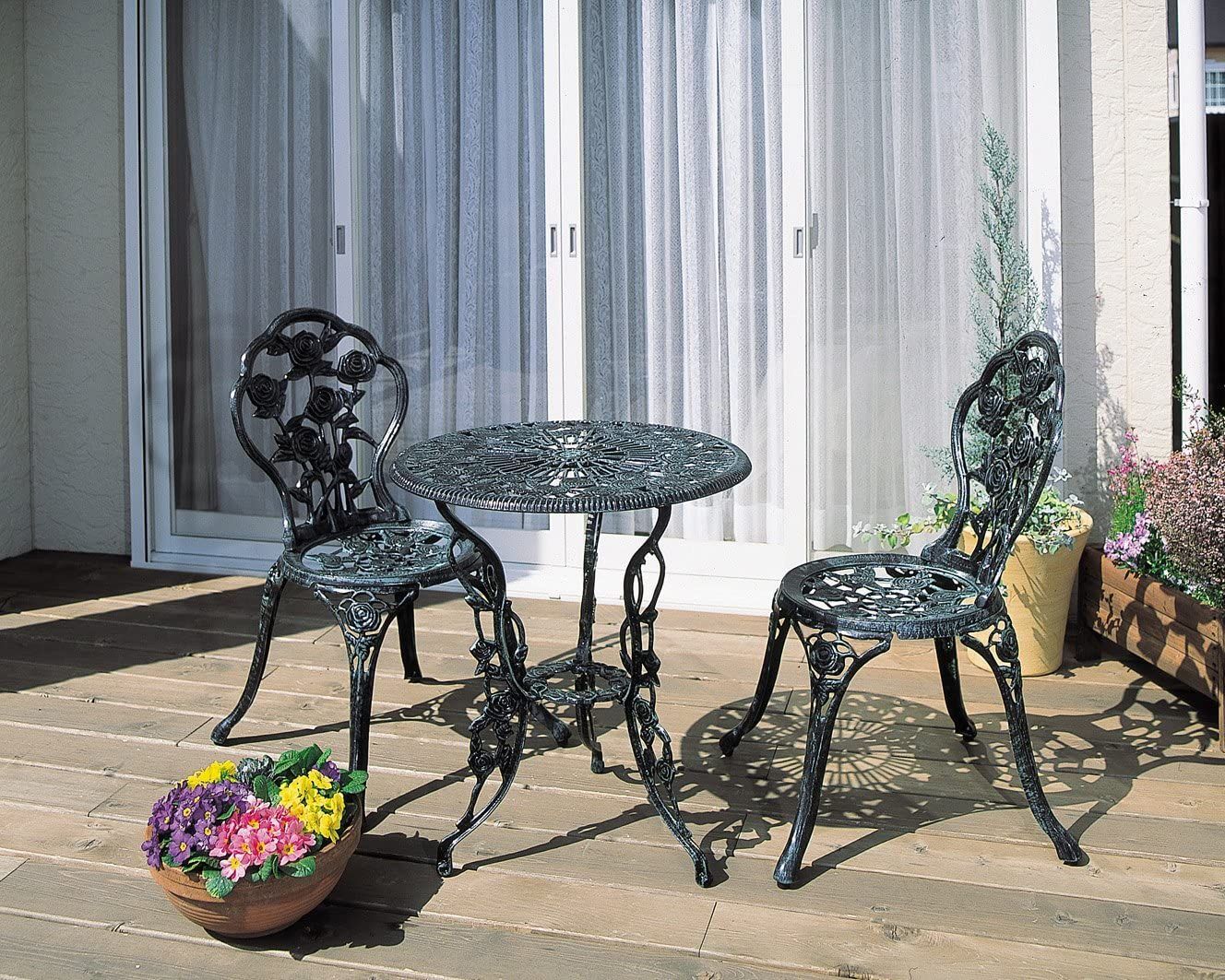 タカショー Takasho テーブルセットローズ 青銅色 60φ |A テーブル1台 チェアー2脚 SGT-15VN