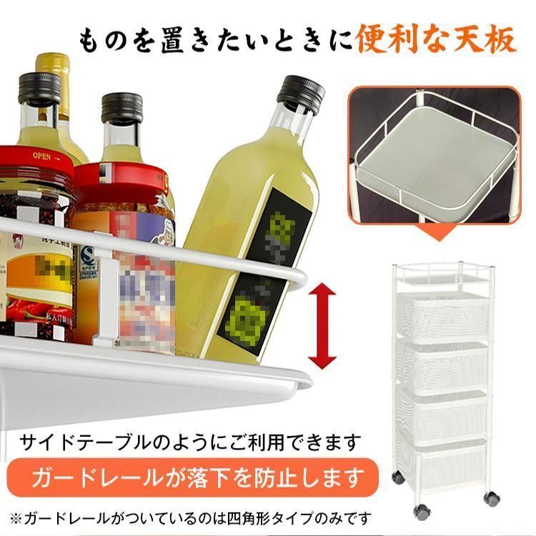 キッチンワゴン キャスター付き スリム 4段 ワゴン 回転式ワゴン 収納ワゴン キッチン収納 天板付き バスケットワゴン 多肉棚 ツールワゴン NEXPOTALLINN_EU