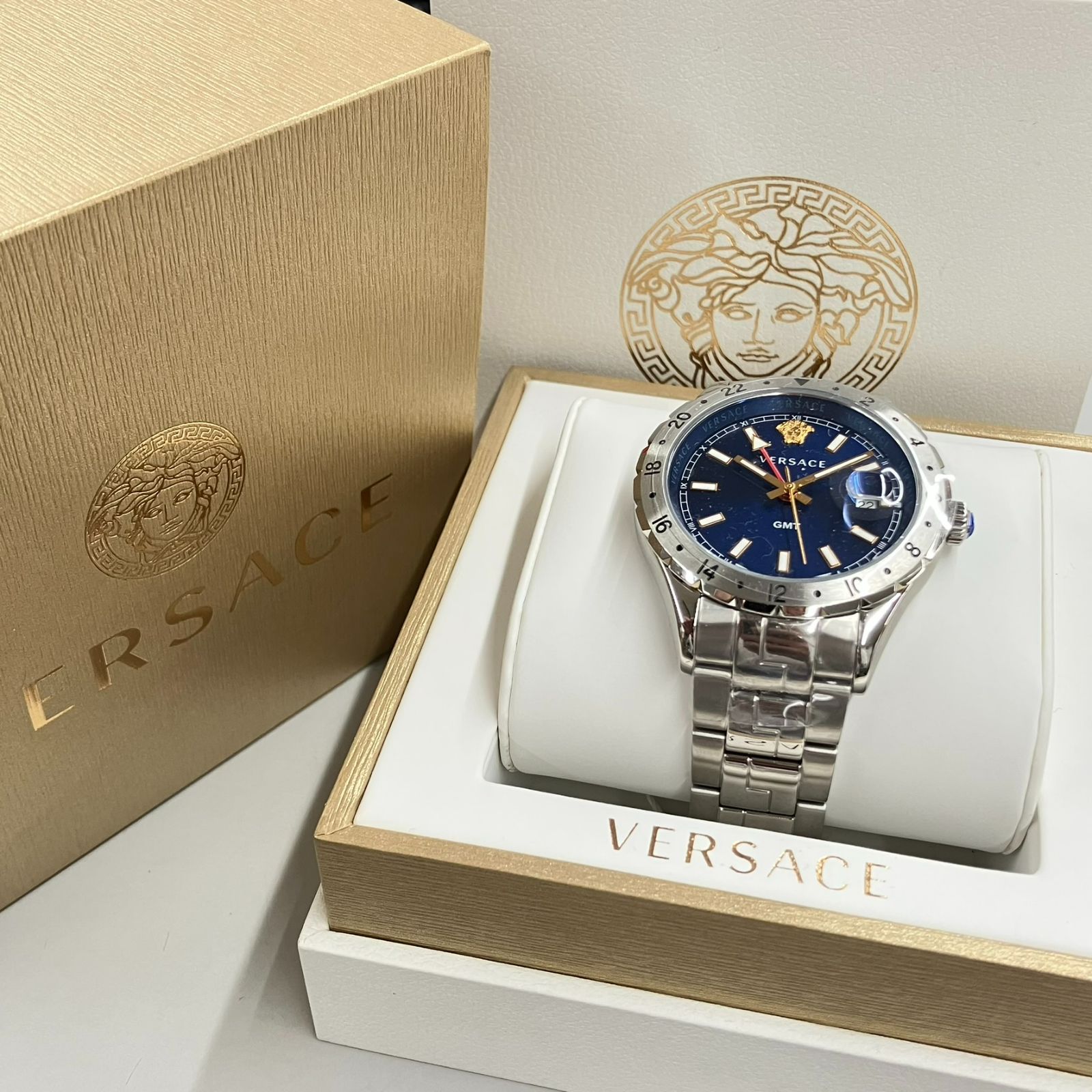 新品未使用品】ヴェルサーチ VERSACE VE1100119 ヘレニウム GMT 青文字 