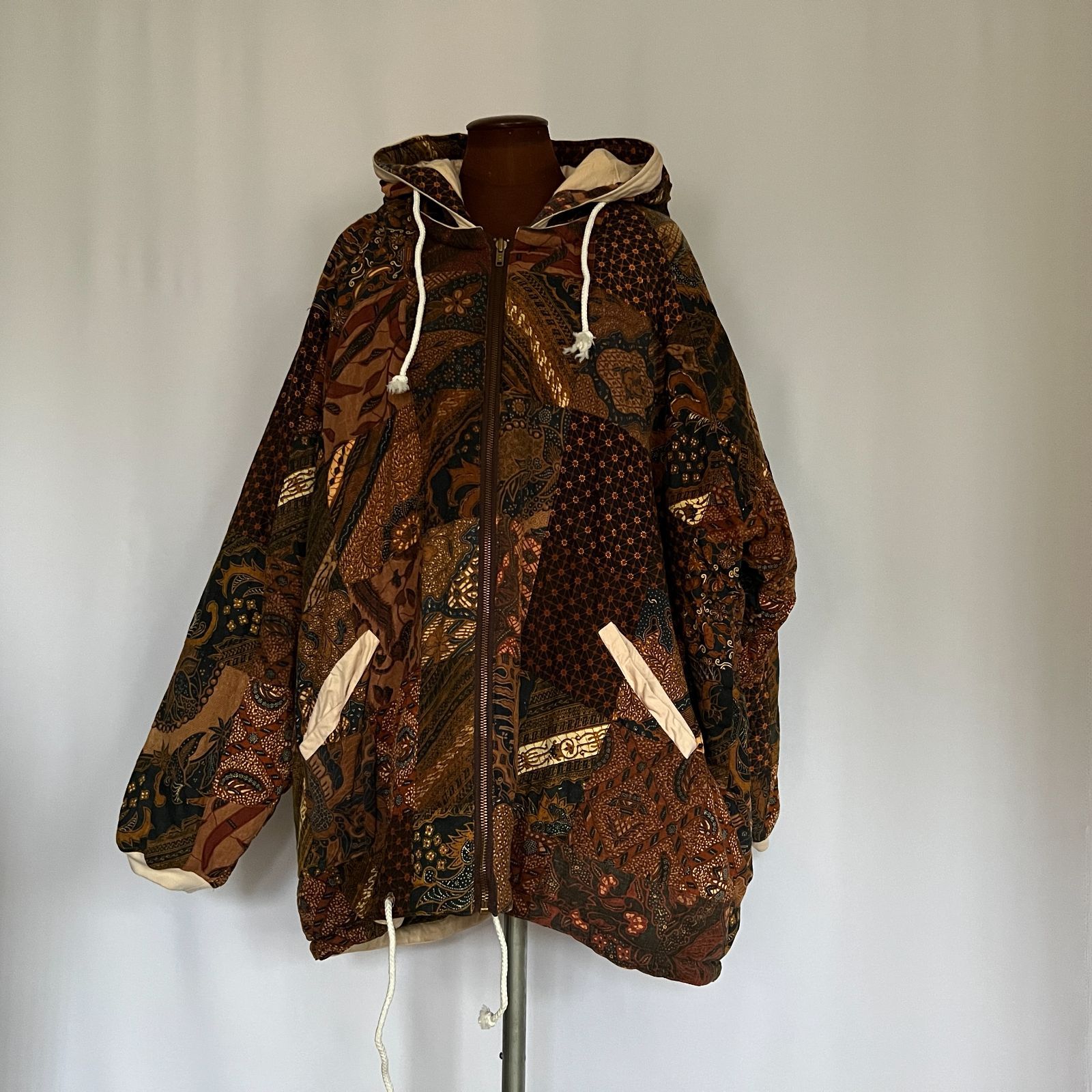 Vintage Geometric Patchwork Zip Hoodie