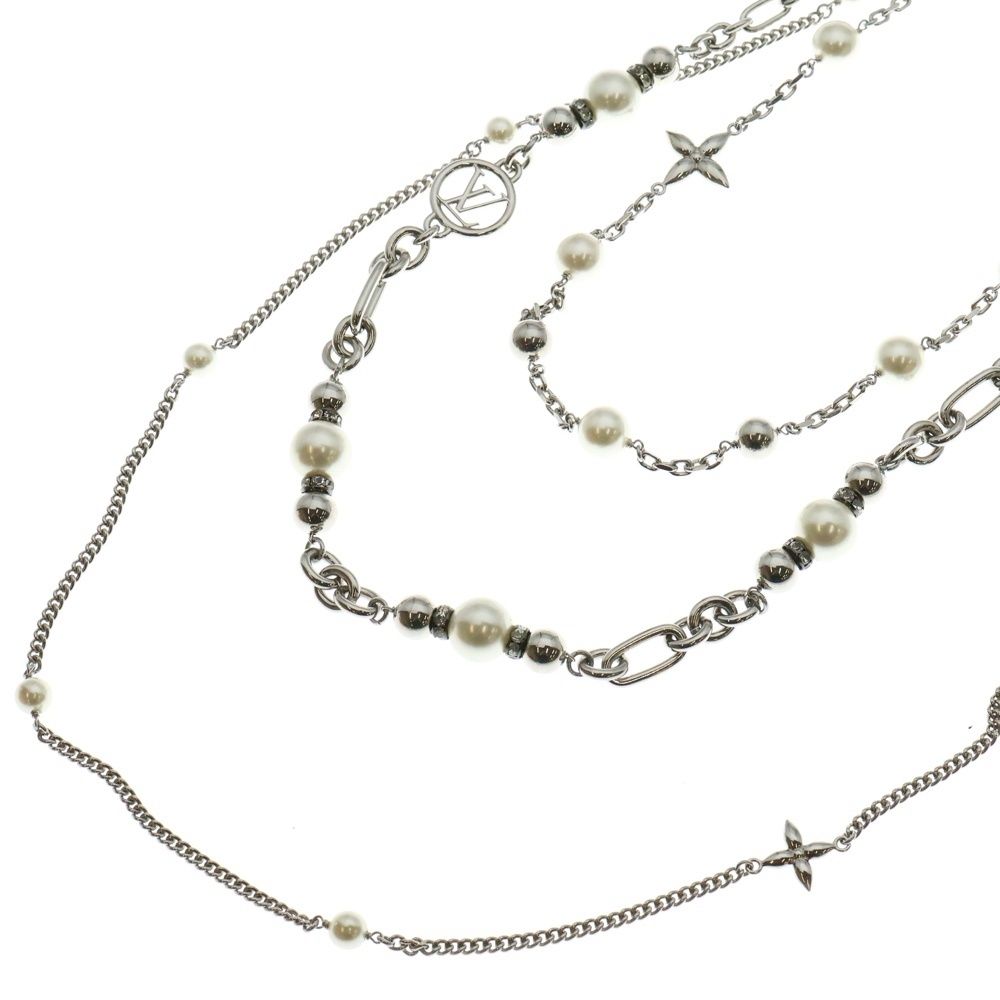 LOUIS VUITTON ルイヴィトン Midnight Pearl Sautoir Palladium ミッドナイト パール パラジウム ロングネックレス シルバー M02881