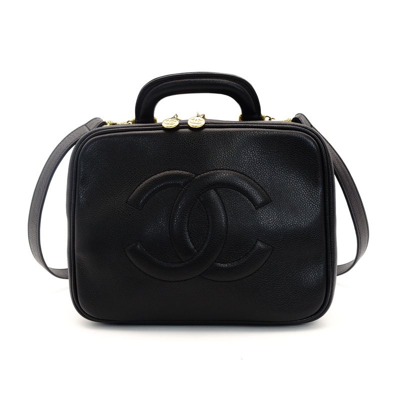 シャネル CHANEL ハンドバッグ キャビアスキン バニティ 黒 レザー ブラック 2way クロスボディ 7-8-757