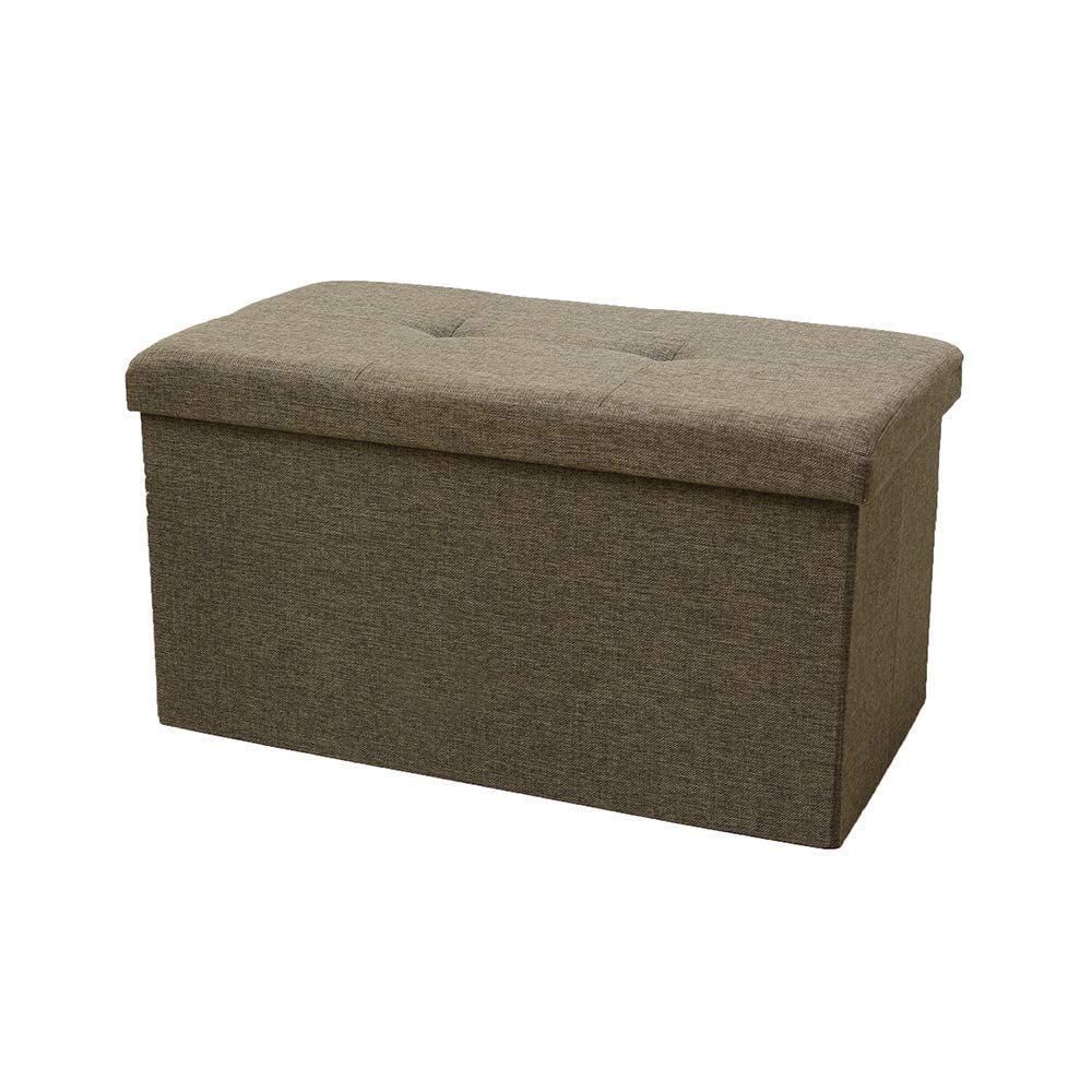 【在庫処分】綿麻製 収納ベンチ 収納ボックス 二人掛け ストレージチェア 101L 70x38x38cm 収納 耐荷重150kg スペース活用 折りたたみ式 6cmクッションベンチ オットマン ブラウン 収納スツール RS17-BS70BR
