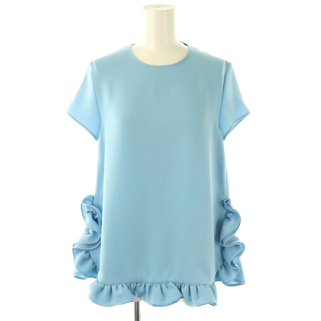 ヨーコチャン YOKO CHAN 23年製 ハーフスリーブフロントフリルブラウス 半袖 36 水色 AT OS