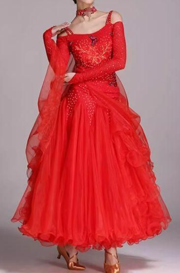 新色 オーダーメイド 社交ダンス衣装 蝶々 スタンダードドレス 羽根