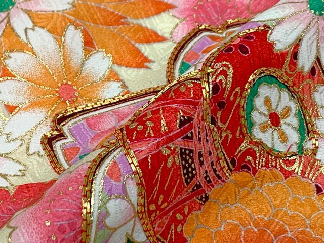 2 想美一 正絹 真紅 美品 絞り手描き七五三着物セット 3歳 白被布 日本製