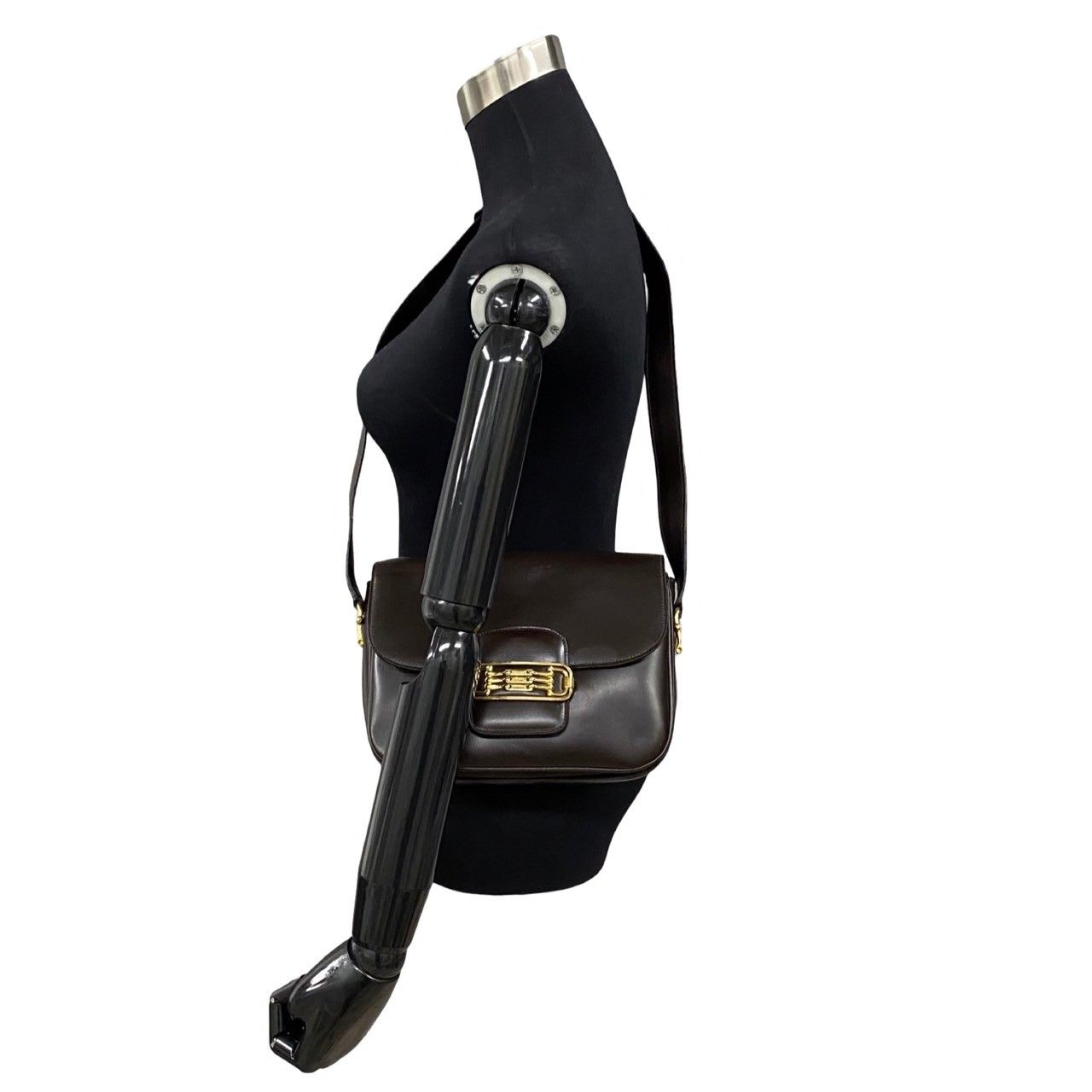 極 美品 CELINE セリーヌ ヴィンテージ 3連 ホースビット ロゴ カーフ  