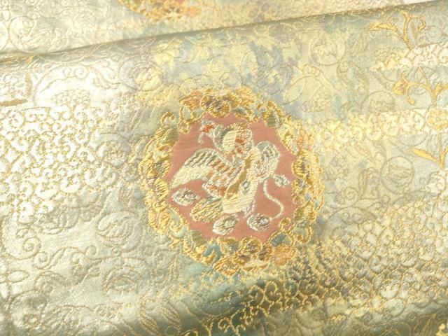 平和屋着物▽六通柄袋帯 正倉院唐草華文 金銀糸 正絹 逸品