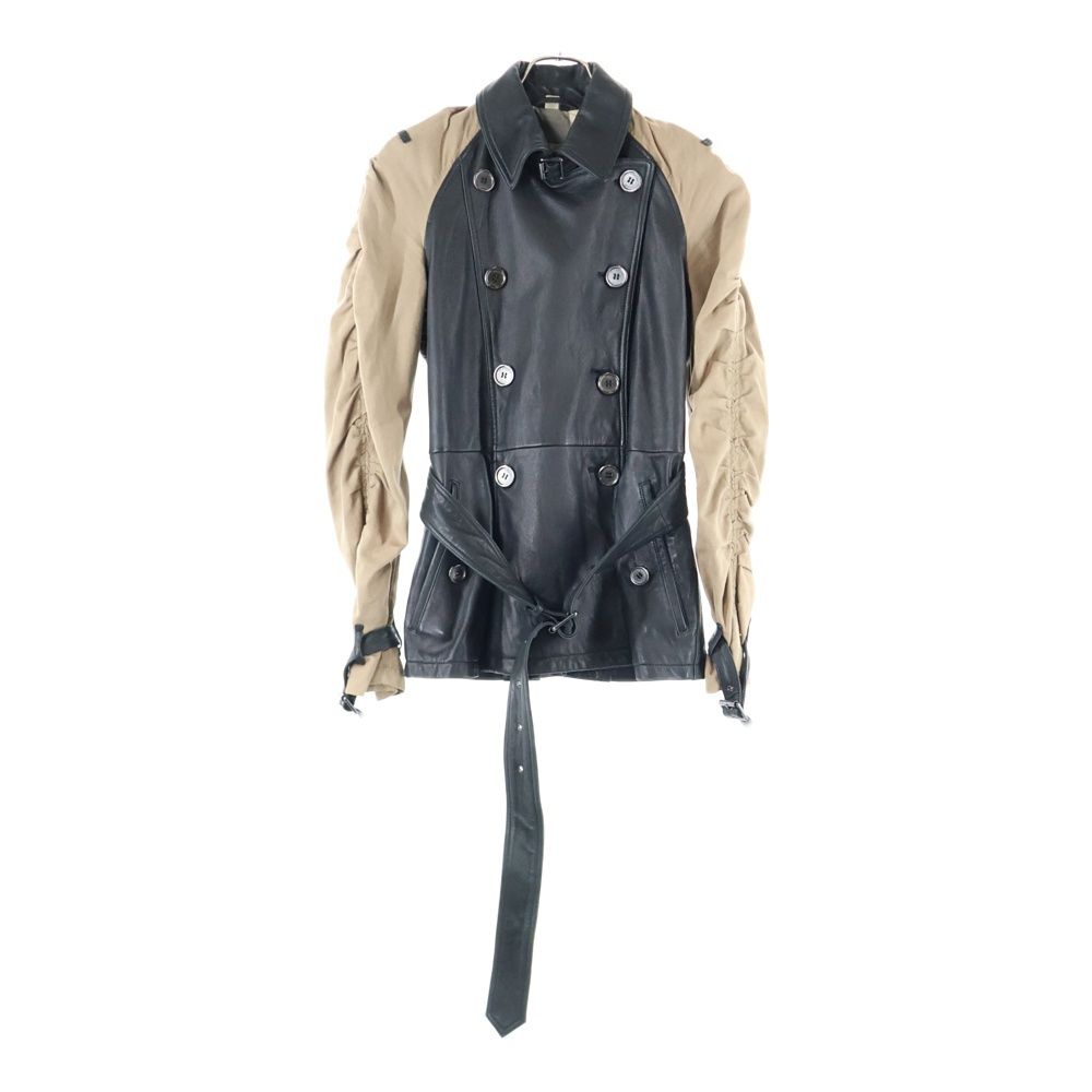 BURBERRY BRIT バーバリー ブリット レザー切り替え ラグランスリーブ トレンチ ジャケット ショート コート ブラック ベージュ レディース 3763127