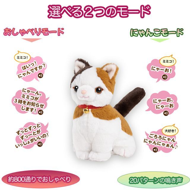 こんにちニャン! みけねこミミコ 電池付き 音声認識 おしゃべり