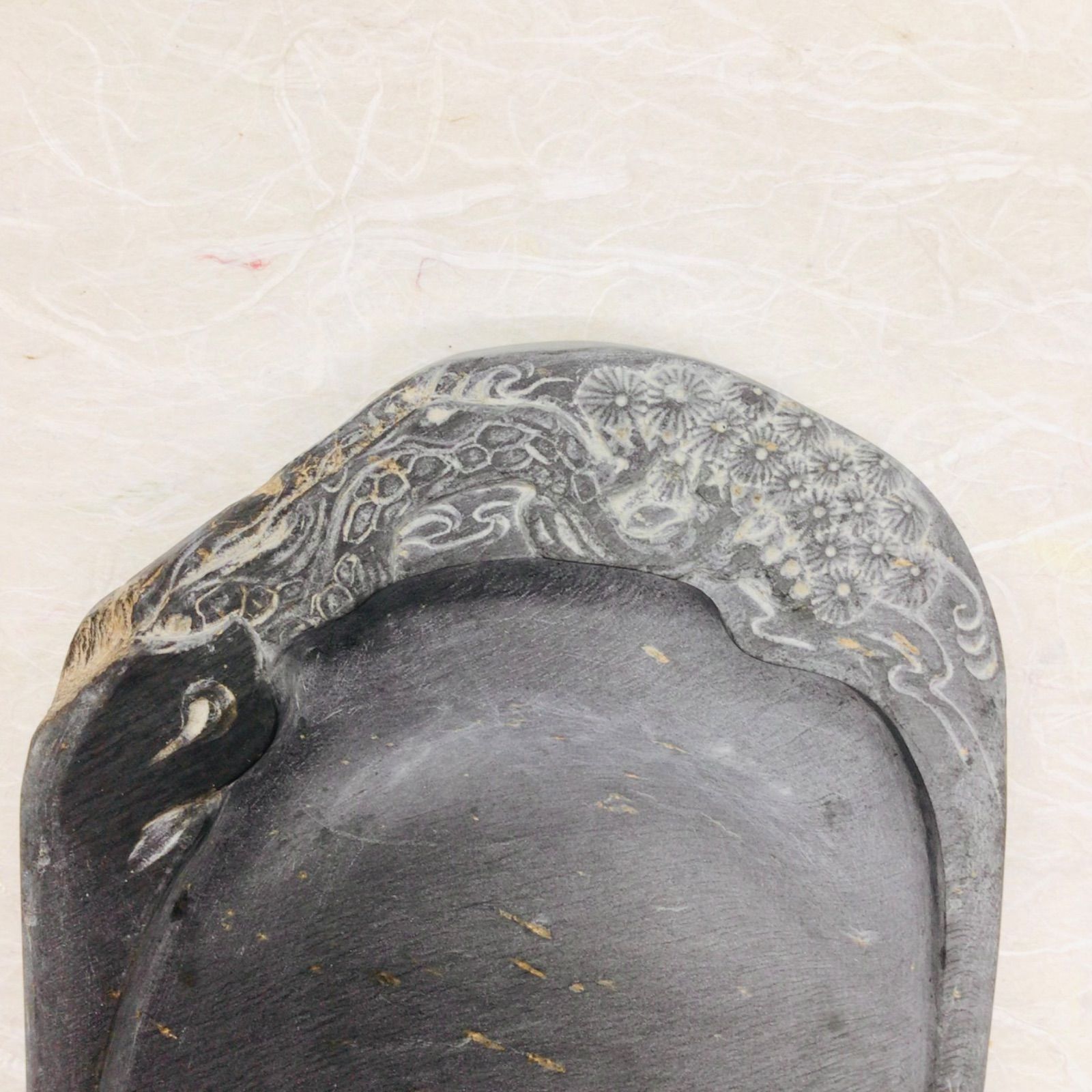 歙州硯 歙州 黒龍尾硯 無紋理水舷坑石 5.7吋 - PIGMENT TOKYO 道具・硯