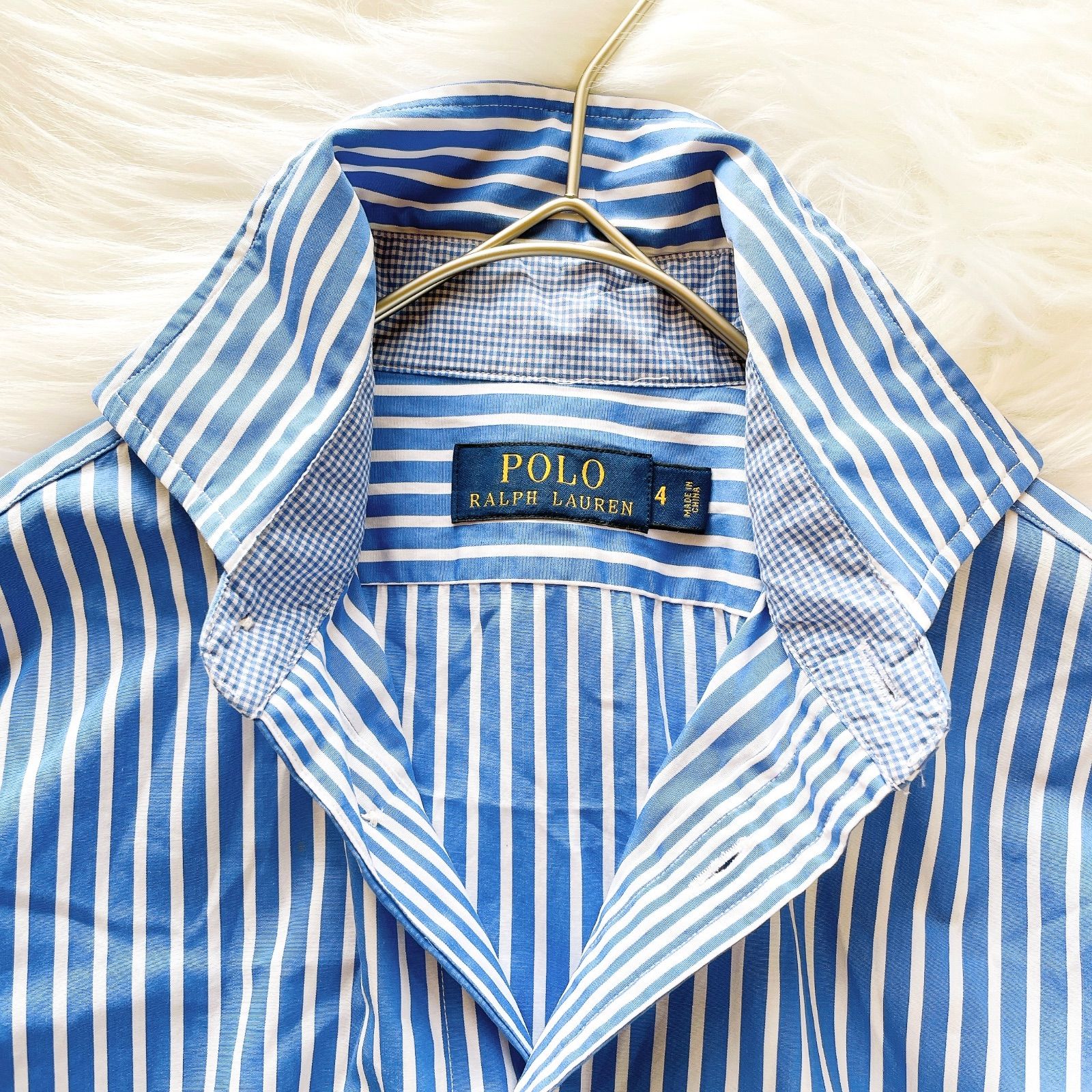 PRL 【ポロラルフローレン】　シャツワンピース　ストライプ　刺繍 ポロラルフローレン シャツワンピース ストライプ 刺繍入り 0号