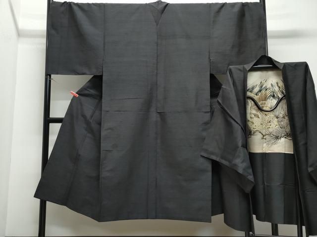 平和屋着物○男性 紬 アンサンブル 檳榔子染色 正絹 逸品 AABA0324zg